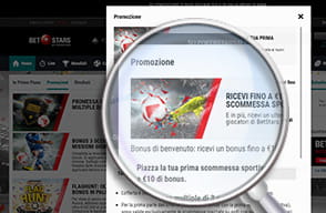 Il bonus di benvenuto di BetStars in una pagina del sito dell'operatore